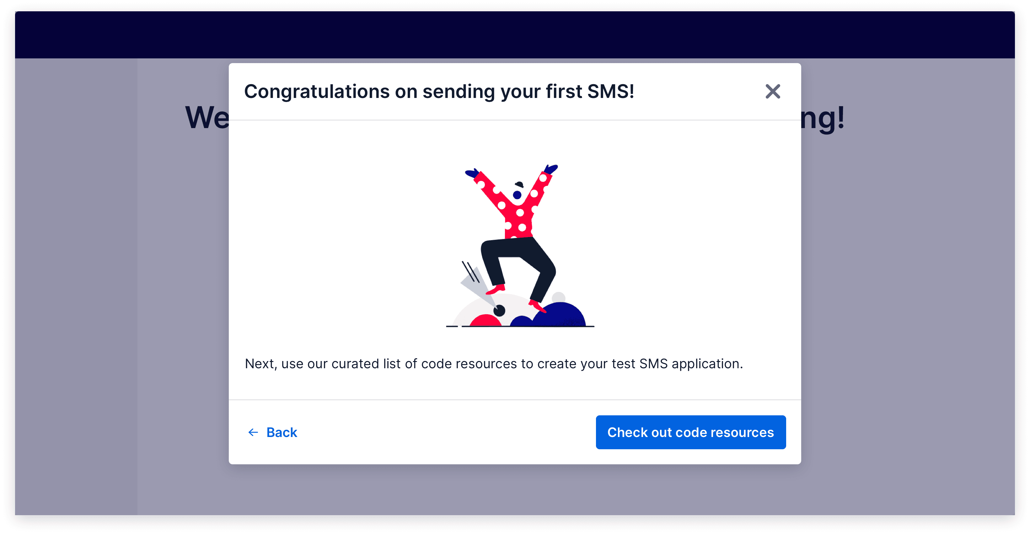 Modal congratulating a user at the end of a Modal flow